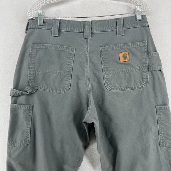 CARHARTT Pants Men 34x30 B151 Carpenter Dungaree Fit Utility Cotton Canvas Gray - Picture 7 of 15